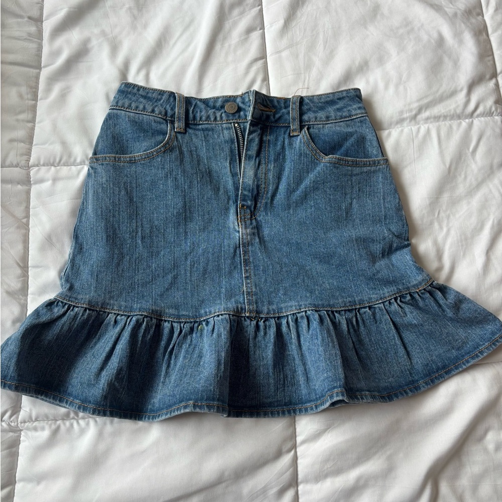 PacSun Blue Denim Flounce Mini Skirt